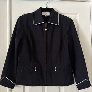 St. John Sport By Marie Gray, Beautiful Medium Black jacket with faux pearl trim